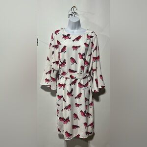 Draper James Eloquii Dress with Pink Bird Print‎ Women’s Size 14